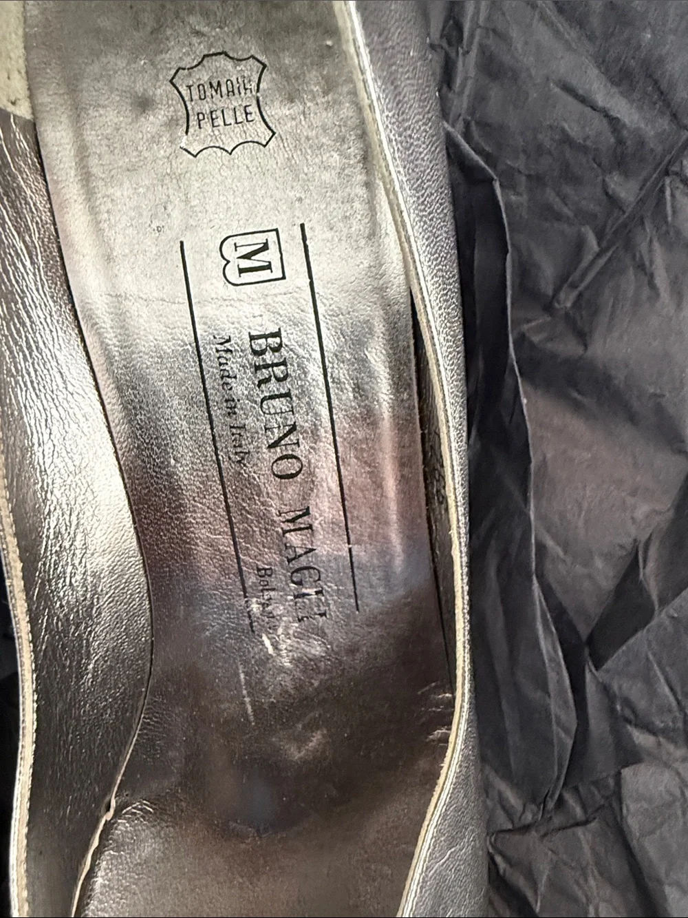 Bruno Magli Metallic Silver Bow Peep-Toe Heels